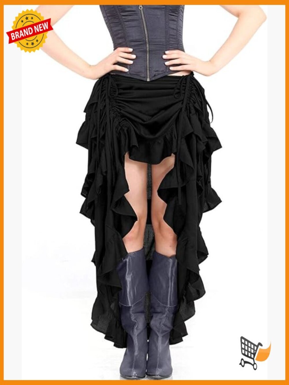 Steampunk Victorian High-Low Show Girl Skirt Cosplay